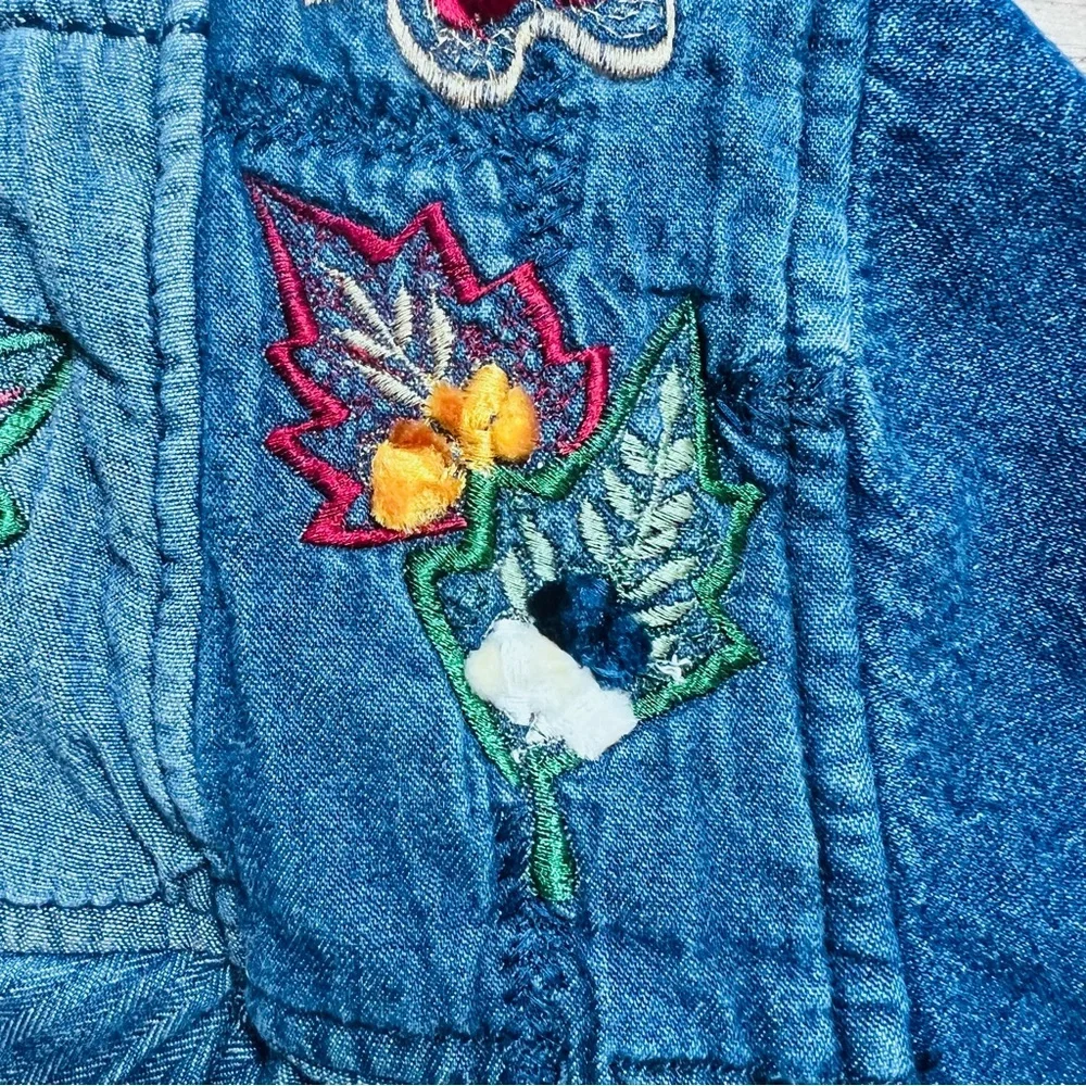 Vintage Embroidered Quilted Denim Shacket XL Coastal Cowgirl Coastal Grandma - Picture 4 of 16